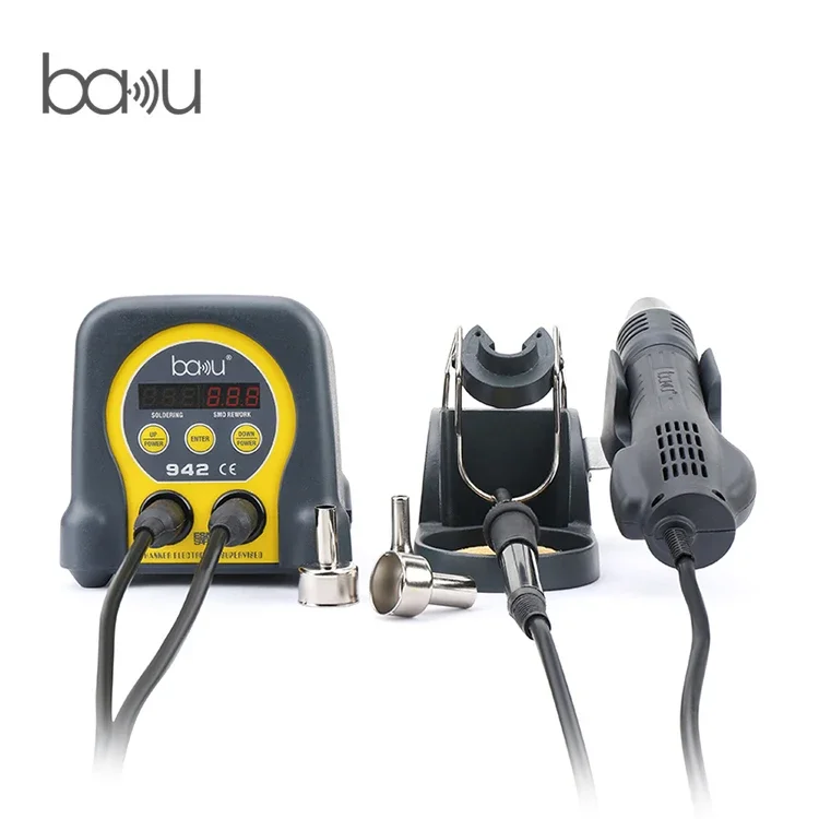 Electronics Repairs - เครื่องบัดกรีลมร้อนขนาดเล็ก BAKU Ba-942 สำหรับซ่อมโทรศัพท์มือถือ อุปกรณ์เชื่อมบัดกรีอิเล็กทรอนิกส์ ลดราคาพิเศษ