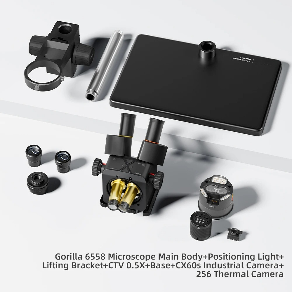 Electronics Repairs - กล้องจุลทรรศน์สามตา Qianli 6558 Gorilla, ซูม 6.5X-58X,