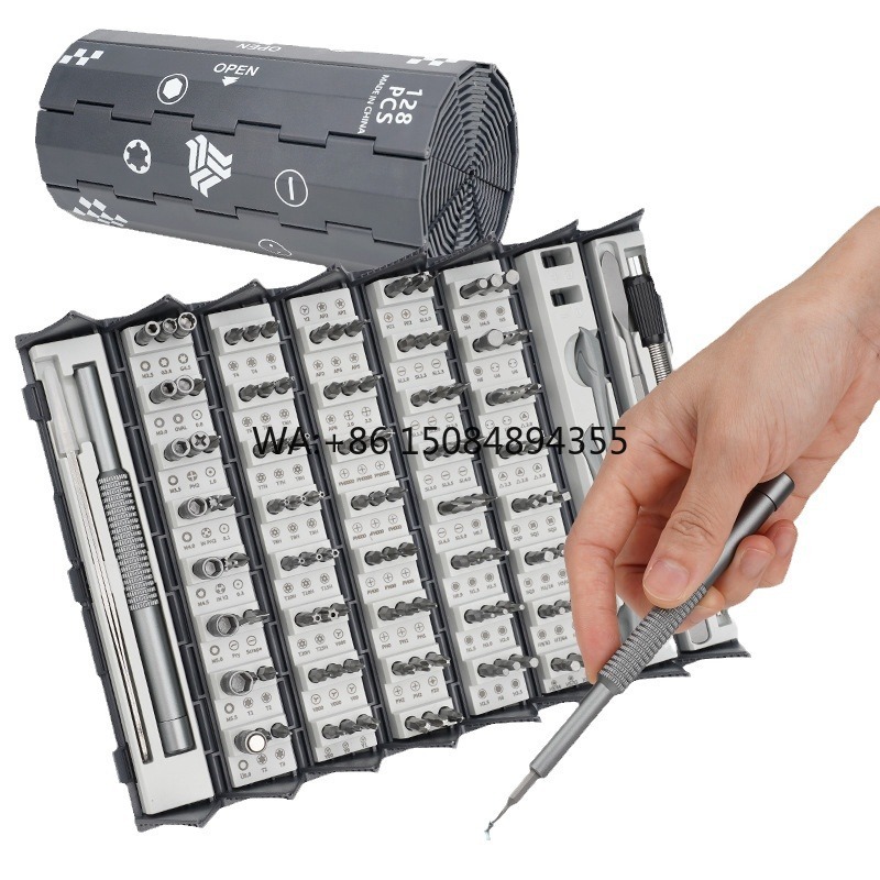 Electronics Repair Youtube - ชุดไขควงอเนกประสงค์ 128-in-1 ด้ามจับอะลูมิเนียมอัลลอยด์ พร้อมกล่องเก็บหัวไขควงแบบม้วน สำหรับซ่อมอุปกรณ์อิเล็กทรอนิกส์